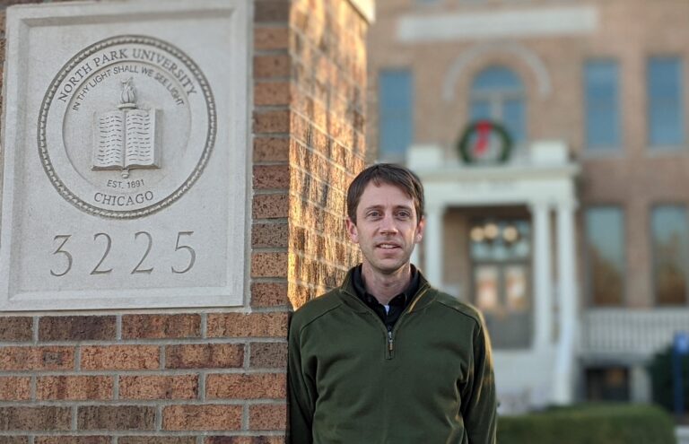 Mark Safstrom in front of Old Main